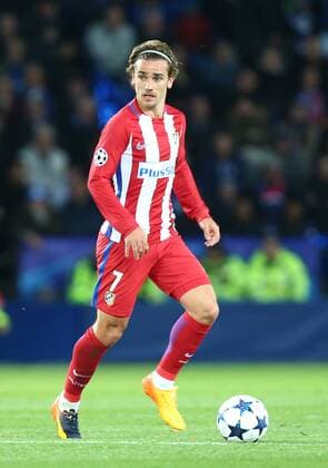 April 18, 2017 - United Kingdom - Antoine Griezmann of Atletico Madrid during UEFA Champions League - Quarter-Finals match between Leicester City and Atletico Madrid at King Power Stadium, Leicester, 18 April 2017 Leicester City v Club Atletico de Madrid - UEFA Champions League Quarter Final: Second Leg  - ZUMAn230 20170418_zaa_n230_414 Copyright: xKieranxGalvinx