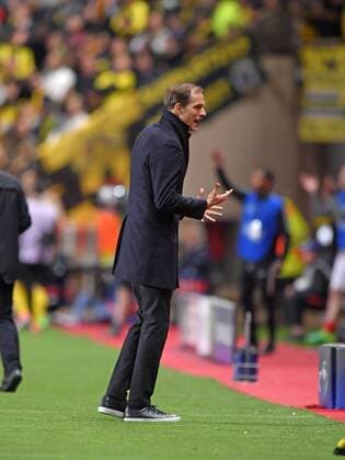19.04.2017, Fussball Champions-League 2016 2017, Viertelfinale Rückspiel, AS Monaco - Borussia Dortmund, Im Stade Luis II in Monaco. Trainer Thomas Tuchel (Dortmund) in Rage. 