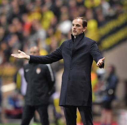 19.04.2017, Fussball Champions-League 2016 2017, Viertelfinale Rückspiel, AS Monaco - Borussia Dortmund, Im Stade Luis II in Monaco. Trainer Thomas Tuchel (Dortmund) in Rage. 