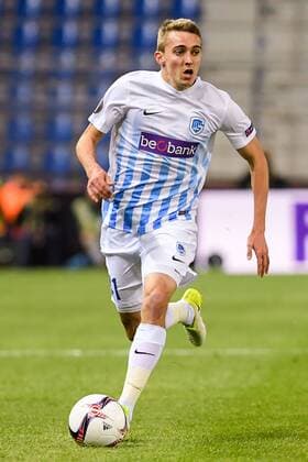 Genk s Timothy Castagne pictured in action during the return leg of quarterfinals in the Europa League competition between Belgian soccer team RC Genk and Spanish team Celta Vigo, Thursday 20 April 2017, in Genk. First leg ended on a 2-3 result in Spain. LUCxCLAESSEN  x05084129x