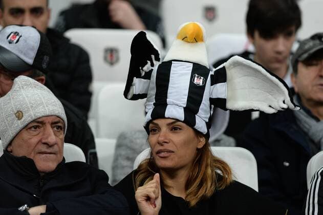 Besiktas fans during the Europa league Quarter final second match between Besiktas and Lyon at the Vodafone Arena in Istanbul , Turkey April 20, 2017. 