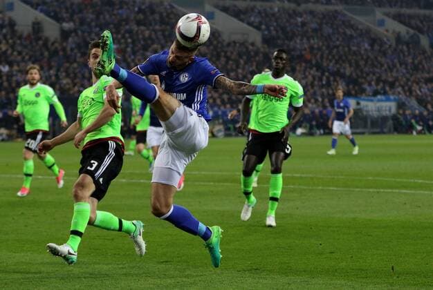 Guido Burgstaller (FC Schalke 04) beim Europa League Viertelfinal Rückspiel (Saison 2016 17) FC Schalke 04 - Ajax Amsterdam Copyright: Thomas Pakusch