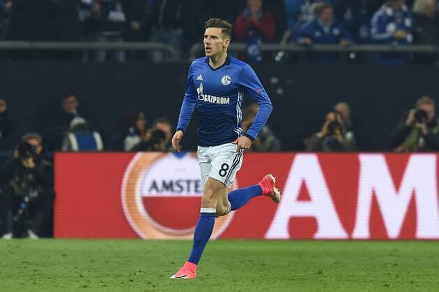 Fußball Europa League Viertelfinale FC Schalke 04 - Ajax Amsterdam am 20.04.2017 in der Veltins Arena in Gelsenkirchen Torjubel zum 1:0 durch Leon Goretzka ( Schalke ) xRx
