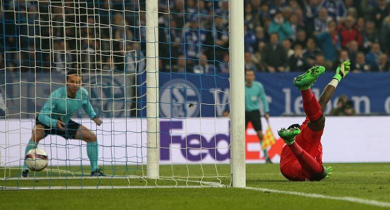 20.04.2017, Fussball UEFA Europa League 2016 2017, Viertelfinale, FC Schalke 04 - Ajax Amsterdam, in der VELTINS-Arena Gelsenkirchen. Tor zum 2:0 