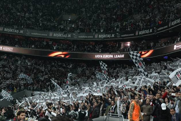 Besiktas fans during the Europa league Quarter final second match between Besiktas and Lyon at the Vodafone Arena in Istanbul , Turkey April 20, 2017. 