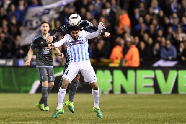 GENK, BELGIUM - APRIL 20 : Alejandro Pozuelo midfielder of KRC Genk and and Nemanja Radoja midfielder of Celta de Vigo RC during the Europa League Quarter Finals 2nd leg game between KRC Genk and Celta De Vigo on April 20, 2017 in Genk, Belgium, 20 04 2017 FOOTBALL : KRC Genk vs Celta De Vigo - Europa League - 20 04 2017 PHOTONEWS PANORAMIC  700023042