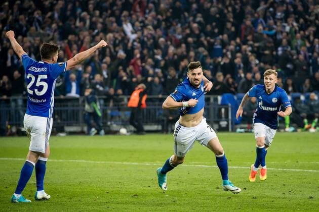 Daniel Caligiuri of FC Schalke 04 3-0during the UEFA Europa League quarter final match between Schalke 04 and Ajax Amsterdam on April 20, 2017 at the Veltins-Arena in Gelsenkirchen, Germany. Schalke 04 v Ajax UEFA Europa League 2016 2017 xVIxRonaldxBonestrooxfotografiexIVx 7616149