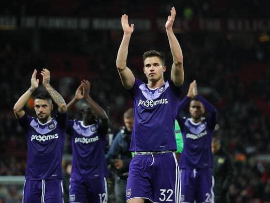 Anderlecht s Leander Dendoncker pictured after the return leg game of the quarterfinals of the Europa League competition between UK team Manchester United ManU and Belgian soccer team RSC Anderlecht in Manchester, UK, Thursday 20 April 2017. First leg ended on a draw result 1-1 in Belgium. VIRGINIExLEFOUR  x05084279x