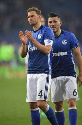 20.04.2017, Fussball, UEFA Europa League, Saison 2016 2017, Viertelfinale, FC Schalke 04 - Ajax Amsterdam, Benedikt Hoewedes, Benedikt Höwedes (Schalke 04), li., und Sead Kolasinac (Schalke 04)