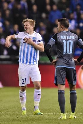 GENK, BELGIUM - APRIL 20 : Jere Uronen Juhani defender of KRC Genk has pain after a foul was made during the Europa League Quarter Finals 2nd leg game between KRC Genk and Celta De Vigo on April 20, 2017 in Genk, Belgium, 20 04 2017 FOOTBALL : KRC Genk vs Celta De Vigo - Europa League - 20 04 2017 PHOTONEWS PANORAMIC 
