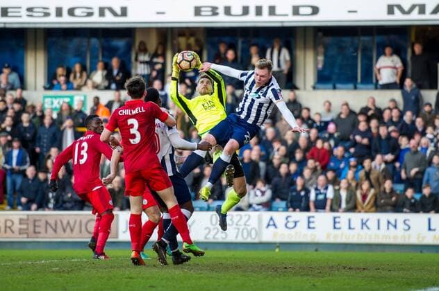 Ron-Robert Zieler of Leicester City catches the ball during the The FA Cup fifth round match between Millwall and Leicester City at The Den, London, England on 18 February 2017. Copyright: xSalvioxCalabresex 14180054