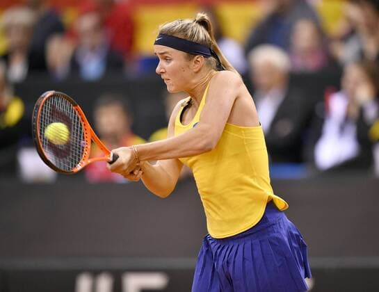 Elina Svitolina (UKR) Aktion Tennis Damen Team Deutschland Germany Fed Cup Federations FedCup 2017 Deutschland vs Ukraine Porsche-Arena Stuttgart 22.04.2017 FedCup First Round Porsche-Arena Stuttgart 2017