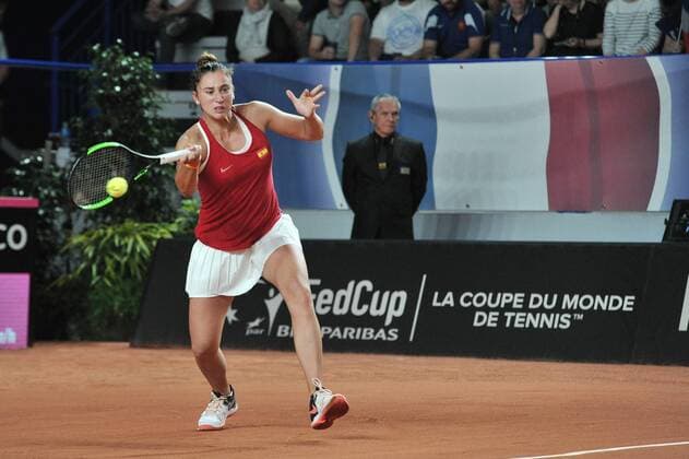 Sara Soribes Tormo TENNIS : Pauline Parmentier vs Sara Soribes Tormo - 22 04 2017 FredericChambert Panoramic 