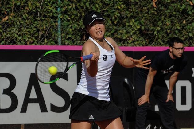 April 22nd Circolo Tennis Barletta, Barletta, Italy; Fed Cup tennis play-offs World Group II, Italy versus Chinese Taipei; Ya- Hsuan Lee plays Martina Trevisan xGaetanoxPiazzollax  ActionPlus11871209
