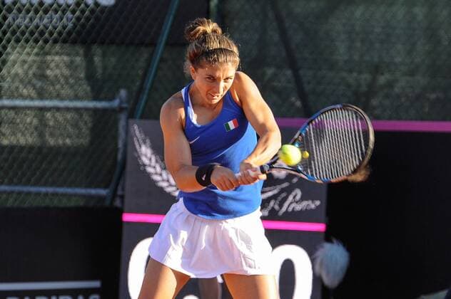 April 22nd Circolo Tennis Barletta, Barletta, Italy; Fed Cup tennis play-offs World Group II, Italy versus Chinese Taipei; Sara Errani plays Chieh-Yu HSU xGaetanoxPiazzollax  ActionPlus11871239