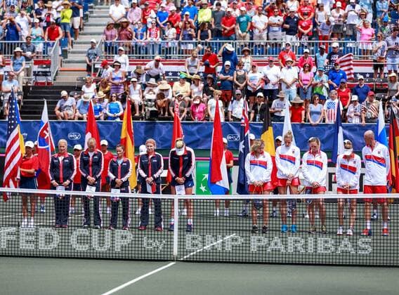 April 22, 2017 - Wesley Chapel, Florida, USA-The United States Team and the Czech Republic Team during opening ceremonies of the Fed Cup World Group Semifinal between the Czech Republic and the United States at the Saddlebrook Resort. CSM TENNIS 2017: Fed Cup World Group Semifinal Czech Republic vs USA APR 22 - ZUMAc04_ 20170422_zaf_c04_163 Copyright: xDelxMecumx
