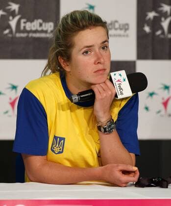 Fed Cup GER-UKR, Deutschland - Ukraine, Porsche Arena , Stuttgart, ELINA SVITOLINA (UKR) gibt Pressekonferenz nach ihrer Niederlage, Juergen Hasenkopf