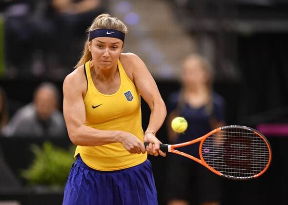 Elina Svitolina (UKR) Aktion Tennis Damen Team Deutschland Germany Fed Cup Federations FedCup 2017 Deutschland vs Ukraine Porsche-Arena Stuttgart 23.04.2017 FedCup First Round Porsche-Arena Stuttgart 2017