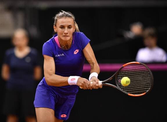 Lesia Tsurenko (UKR) Aktion Tennis Damen Team Deutschland Germany Fed Cup Federations FedCup 2017 Deutschland vs Ukraine Porsche-Arena Stuttgart 23.04.2017 FedCup First Round Porsche-Arena Stuttgart 2017
