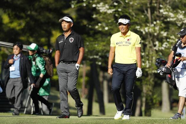 (L-R) Kenichi Kuboya, Katsumasa Miyamoto, APRIL 23, 2017 - Golf : Panasonic Open Golf Championship 2017, Final Round at Chiba Country Club, Chiba, Japan. NOxTHIRDxPARTYxSALES.  (umqa050898)