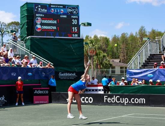 April 23, 2017 - Wesley Chapel, Florida, USA-Katerina Siniakova in action during the first match with CoCo Vandeweghe in the Fed Cup World Group Semifinal between the Czech Republic and the United States at the Saddlebrook Resort. CSM TENNIS 2017: Fed Cup World Group Semifinal Czech Republic vs USA APR 23 - ZUMAc04_ 20170423_zaf_c04_007 Copyright: xDelxMecumx