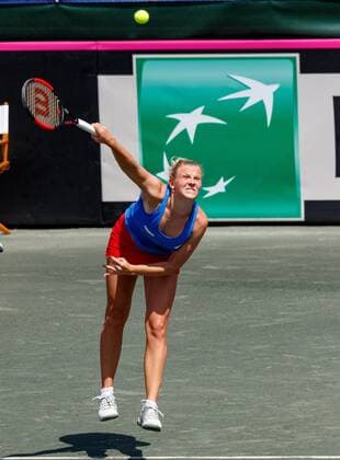 April 23, 2017 - Wesley Chapel, Florida, USA- Katerina Siniakova in action during the first match with CoCo Vandeweghe in the Fed Cup World Group Semifinal between the Czech Republic and the United States at the Saddlebrook Resort. CSM TENNIS 2017: Fed Cup World Group Semifinal Czech Republic vs USA APR 23 - ZUMAc04_ 20170423_zaf_c04_077 Copyright: xDelxMecumx