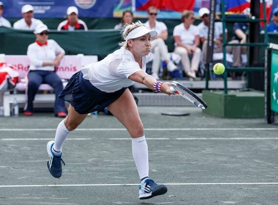 April 23, 2017 - Wesley Chapel, Florida, USA- Bethanie Mattek-Sands in action during the first doubles match match with Kristyna Pliskova and Katerina Siniakova in the Fed Cup World Group Semifinal between the Czech Republic and the United States at the Saddlebrook Resort. CSM TENNIS 2017: Fed Cup World Group Semifinal Czech Republic vs USA APR 23 - ZUMAc04_ 20170423_zaf_c04_110 Copyright: xDelxMecumx