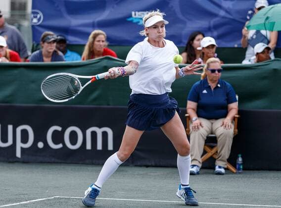 April 23, 2017 - Wesley Chapel, Florida, USA- Bethanie Mattek-Sands in action during the first doubles match match with Kristyna Pliskova and Katerina Siniakova in the Fed Cup World Group Semifinal between the Czech Republic and the United States at the Saddlebrook Resort. CSM TENNIS 2017: Fed Cup World Group Semifinal Czech Republic vs USA APR 23 - ZUMAc04_ 20170423_zaf_c04_111 Copyright: xDelxMecumx