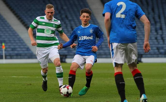 April 26th 2017, Hampden Park, Glasgow, Scotland, Scottish Youth football Cup Final, Celtic versus Rangers; Billy Gilmour on the ball xVagelisxGeorgarioux  ActionPlus11872409