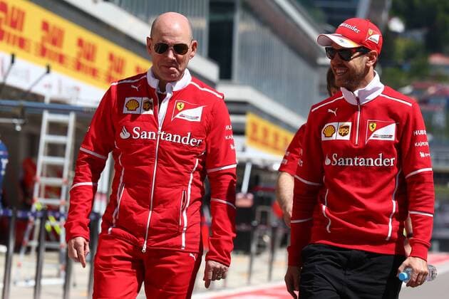 Russian Grand Prix, Sochi 27 - 30 April 2017 27.04.2017 - Jock Clear (GBR) Ferrari Engineering Director and Sebastian Vettel (GER) Scuderia Ferrari SF70H 