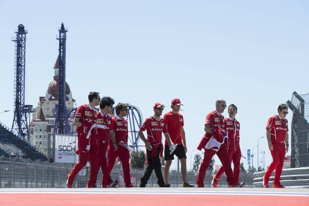 Motorsports: FIA Formula One World Championship WM Weltmeisterschaft 2017, Grand Prix of Russia, 5 Sebastian Vettel (GER, Scuderia Ferrari) Inspecting Race Track Sotschi Russia xHOCHxZWEIx