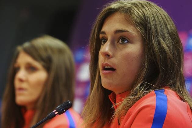 Players of the women s Barcelona FC Ruth Garcia (L) and Alexia Putellas (R) offer a press conference PK Pressekonferenz at the club s sports facilities Joan Gamper in Barcelona, Spain, on 27 April 2017. Barcelona s women team will face PSG in the women s UEFA Champions League final next 29 April 2017 in Paris. Women s Barcelona FC press conference !ACHTUNG: NUR REDAKTIONELLE NUTZUNG!  Copyright: xALEJANDROxGARCÍAx 20170427-636289019698042736