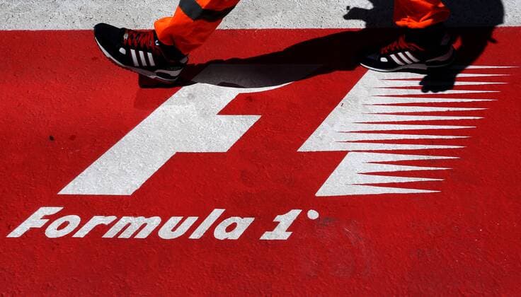 SOCHI, RUSSIA - APRIL 27, 2017: F1 sign at the Sochi Autodrom racing circuit ahead of the 2017 Formula One Russian Grand Prix. Alexander Demianchuk TASS  TS049CB5
