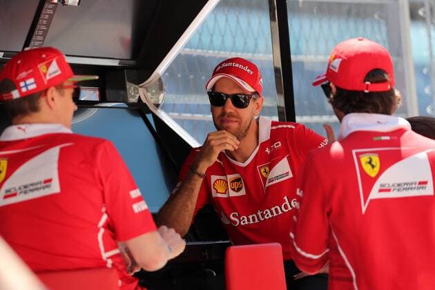 Russian Grand Prix, Sochi 27 - 30 April 2017 27.04.2017 - Kimi Raikkonen (FIN) Scuderia Ferrari SF70H, Sebastian Vettel (GER) Scuderia Ferrari SF70H and Antonio Giovinazzi (ITA) Test Driver, Scuderia Ferrari 