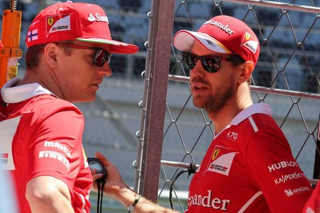 Russian Grand Prix, Sochi 27 - 30 April 2017 27.04.2017 - Kimi Raikkonen (FIN) Scuderia Ferrari SF70H and Sebastian Vettel (GER) Scuderia Ferrari SF70H 