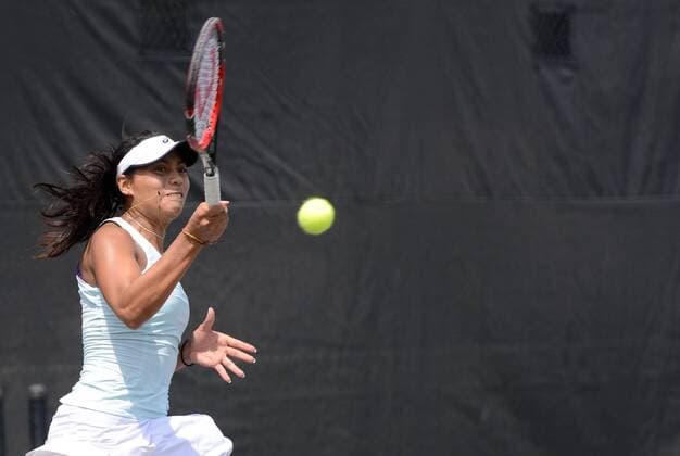 April 27, 2017 - Charlottesville, Virginia, United States - VICTORIA RODRIGUEZ of Mexico in her second round match in the Boyd Tinsley Clay Court Classic tennis tournament in Charlottesville Virginia. Tennis 2017 - Boyd Tinsley Clay Court Classic - ZUMAl132 20170427_zap_l132_028 Copyright: xChristopherxLevyx