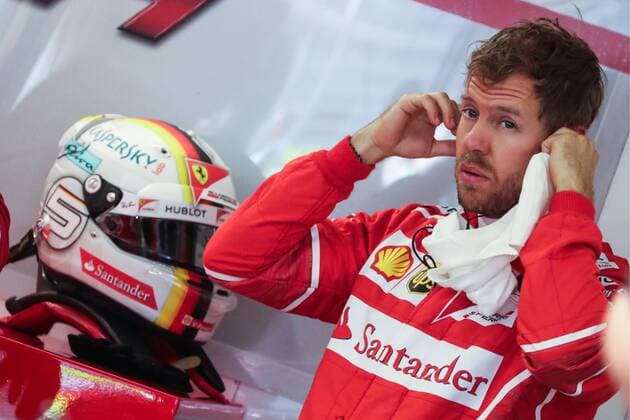 SOCHI, RUSSIA - APRIL 28, 2017: German racing driver Sebastian Vettel of the Scuderia Ferrari F1 team takes part in a practice session ahead of the 2017 Formula One VTB Russian Grand Prix at the Sochi Autodrom racing circuit. Vyacheslav Prokofyev TASS  TS049FE0