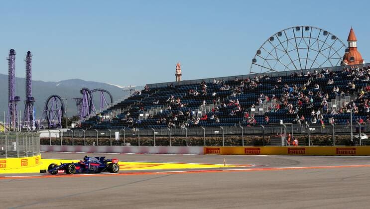 SOCHI, RUSSIA - APRIL 28, 2017: An F1 driver takes part in a practice session ahead of the 2017 Formula One Russian Grand Prix at the Sochi Autodrom racing circuit. Alexander Demianchuk TASS  TS04A072
