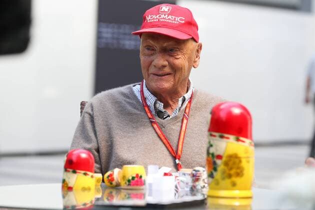 SOCHI, RUSSIA - APRIL 29, 2017: Austrian former Formula One driver and a three-time F1 World Drivers Champion Niki Lauda, non-executive chairman of Mercedes AMG Petronas Formula One Team, seen during the 2017 Formula 1 Russian Grand Prix at the Sochi Autodrom racing circuit. Vyacheslav Prokofyev TASS  TS04A195