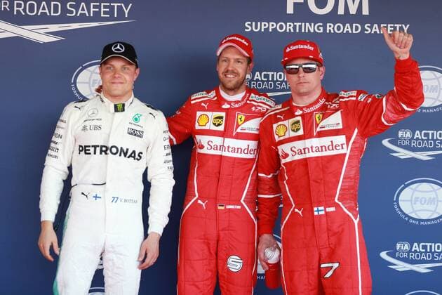 Motorsports: FIA Formula One World Championship WM Weltmeisterschaft 2017, Grand Prix of Russia, 5 Sebastian Vettel (GER, Scuderia Ferrari) 7 Kimi Raikkonen (FIN, Scuderia Ferrari), 77 Valtteri Bottas (FIN, Mercedes AMG Petronas), Sotschi Russia xHOCHxZWEIx