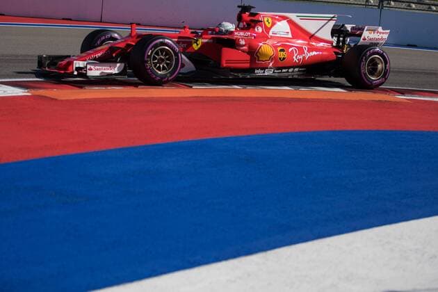 (170429) -- SOCHI, April 29, 2017 -- Ferrari driver Sebastian Vettel of Germany races during the qualifying session of the Formula One Russian Grand Prix at the Sochi Autodrom circuit in Sochi, Russia, April 29, 2017. Vettel took the first place with a time of 1 minute and 33.194 seconds. ) (SP)RUSSIA-SOCHI-F1-GRAND PRIX-THIRD PRACTICE SESSION WuxZhuang 