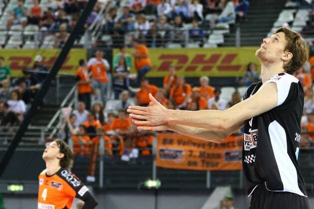 Volleyball, Herren, Saison 2016 17, CEV Champions League Final Four in Rom, Halbfinale, BR Volleys - Zenit Kasan, Luke Perry (Nr. 4, Berlin Recycling Volleys), Robert Kromm (Nr. 3, Berlin Recycling Volleys), 29.04.17, Copyright: xMichaelxHundtx xMatthiasxKochx