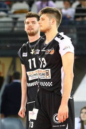 Volleyball, Herren, Saison 2016 17, CEV Champions League Final Four in Rom, Halbfinale, BR Volleys - Zenit Kasan, Tsimafei Zhukouski (Nr. 11, Berlin Recycling Volleys), Ruben Schott (Nr. 13, Berlin Recycling Volleys), 29.04.17, Copyright: xMichaelxHundtx xMatthiasxKochx