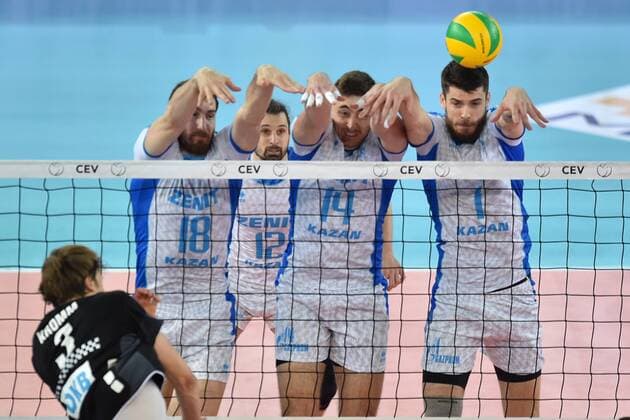 Volleyball, CL, Final Four, BR Volleys - Zenit Kasan Robert Kromm Berlin, Maxim Mikhailov, Alexander Gutsalyuk, John Anderson Kazan. Roma 29-04-2017 PalaLottomatica DHL 2017 CEV Volleyball Champions League, Final Four - Men Zenit Kazan - Berlin Recycling Volleys Foto Antonietta Baldassarre Insidefoto AntoxBaldassarre