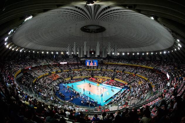Volleyball, CL, Final Four, BR Volleys - Zenit Kasan 29.04.2017, Palalottomatica, Rom Volleyball, 2017 CEV Volleyball Champions League, Halbfinale, Berlin Recycling Volleys (GER) vs. Zenit Kazan (RUS) Übersicht Uebersicht Palalottomatica Rom