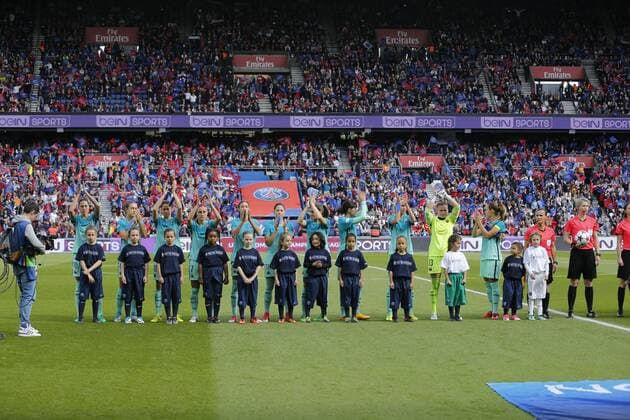 Fußball, CL, Damen, Paris St. Germain - FC Barcelona FC Barcelone presentation FOOTBALL : Paris SG vs FC Barcelone - UEFA Ligue des Champions feminines - 1 2 Finale - 29 04 2017 StephaneALLAMAN Panoramic 