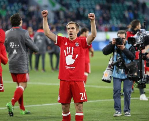 29.04.2017, Fussball GER, 1. Bundesliga Saison 2016 2017, 31. Spieltag, VfL Wolfsburg - FC Bayern Muenchen, Jubel Philipp Lahm (Bayern Muenchen)
