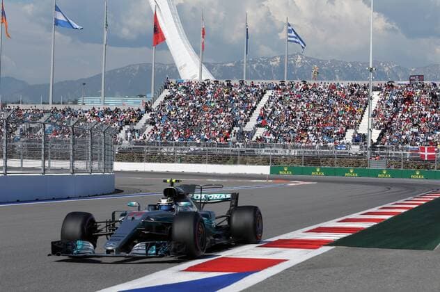 SOCHI, RUSSIA - APRIL 30, 2017: Mercedes AMG Petronas F1 driver Valtteri Bottas of Finland drives during the 2017 Formula One Russian Grand Prix at the Sochi Autodrom racing circuit. Alexander Demianchuk TASS  TS04A381