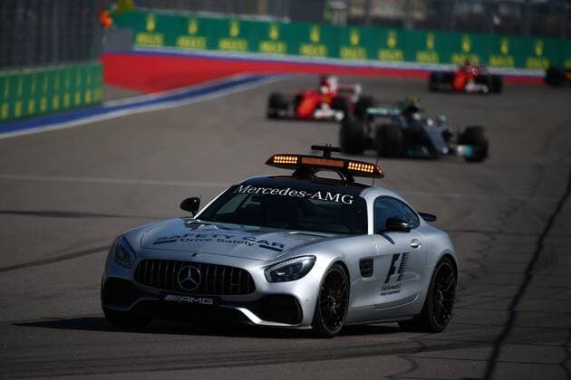 Russian Grand Prix, Sochi 27 - 30 April 2017 30.04.2017 - Race, The Safety car and Valtteri Bottas (FIN) Mercedes AMG F1 W08 