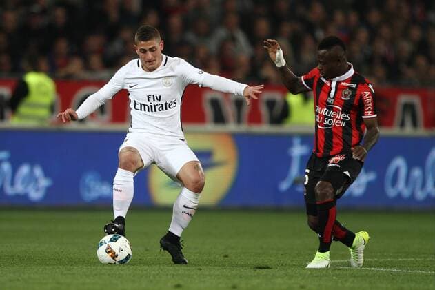 April 30, 2017 - Nice, France - Paris Saint-Germain midfielder Marco Verratti (6) in action during the Ligue 1 football match n.35 OGC NICE - PARIS SG on 30 04 2017 at the Allianz Riviera in Nice, France. OGC Nice v Paris Saint-Germain - Ligue 1  - ZUMAn230 20170430_zaa_n230_340 Copyright: xMatteoxBottanellix